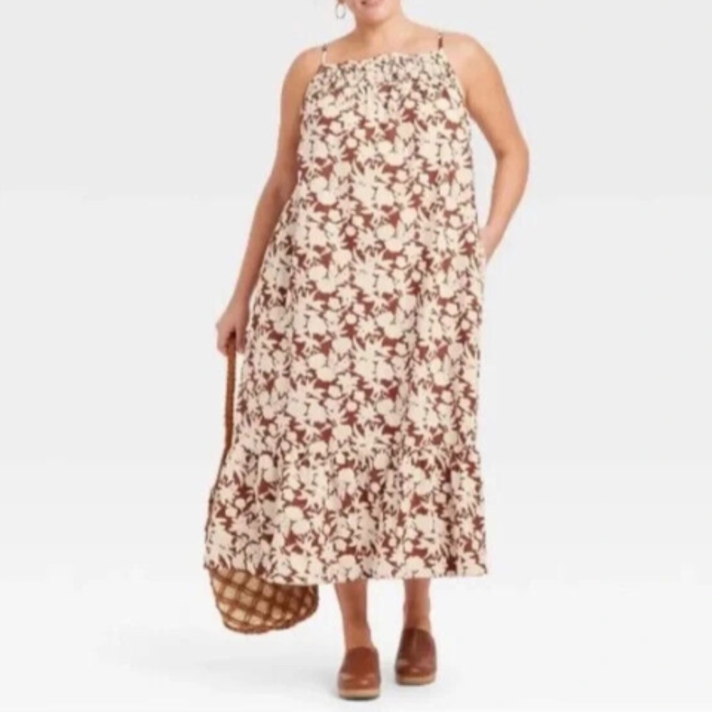 Universal Thread Floral Cottagecore Smocked Cotton Tropical Maxi Dress Size 2X